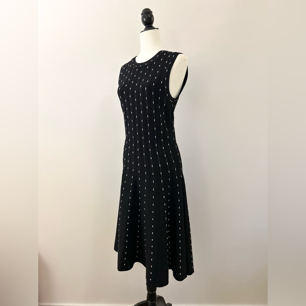 Black Ribbed Knit Sleeveless Dress, Fit & Flare, Holiday - size Medium